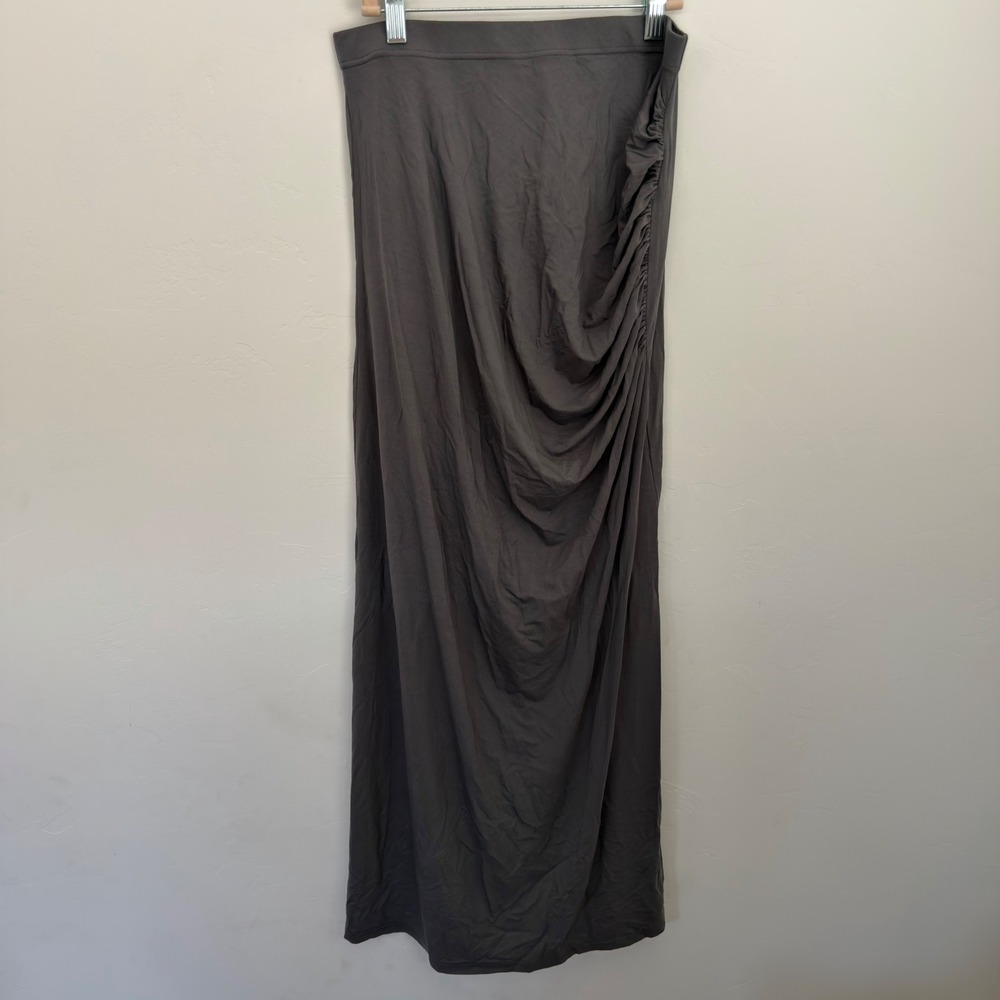 Cider Women Grey Ruched Draped Maxi Skirt CD20250611622198TT-GREY Size L NWT